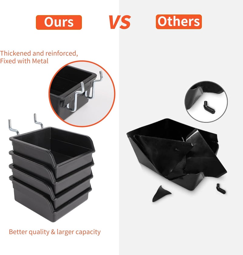 Falpro 240PCS Pegboard Hooks Assortment, Pegboard Organizer Kit with Bins, Cups, 1/8 and 1/4 inch Hooks for Hanging Tools, Garage Wall Organization - Image 5